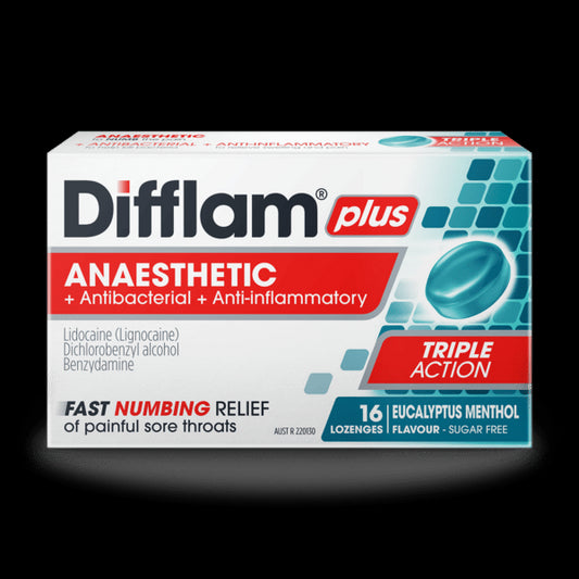 Difflam Plus Sore Throat Eucalyptus Menthol Lozenges 16 Pack