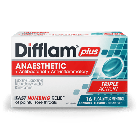 Difflam Plus Sore Throat Eucalyptus Menthol Lozenges 16 Pack