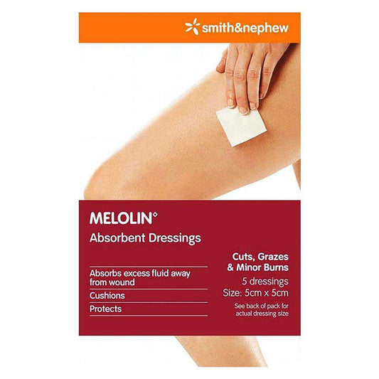 Smith & Nephew Melolin Absorbent Dressings Size 5cm x 5cm 5pk