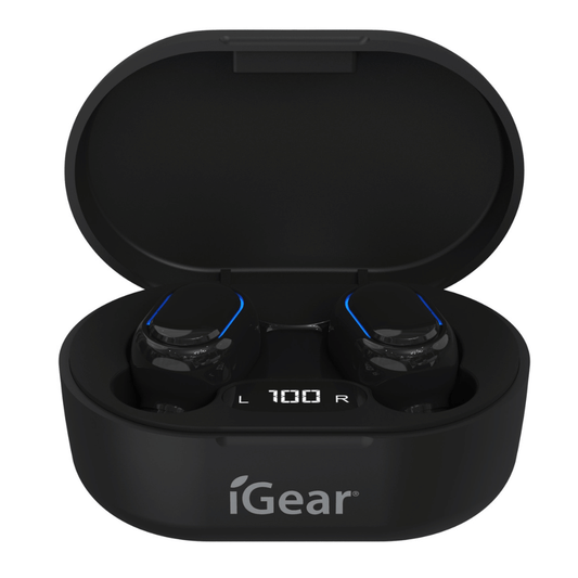 I Gear Wireless Earbuds With Charging Case Black