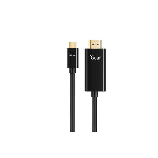 I Gear Cable USB C to HDMI 4K 2m Black showing cable ends for connectivity.