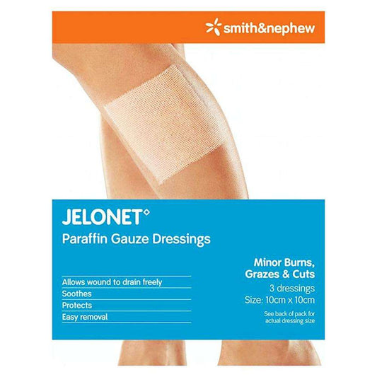 Smith & Nephew Jelonet Paraffin Gauze Dressings Size 10cm x 10cm 3pk