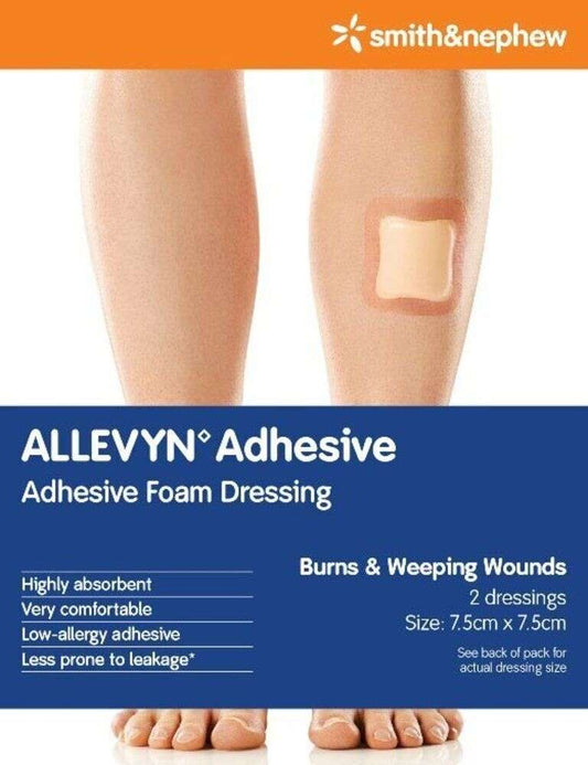 Smith & Nephew Allevyn Adhesive Foam Dressing Size 7.5cm x 7.5cm 2pk