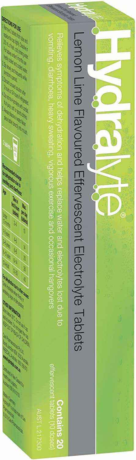 Hydralyte Lemon Lime Effervescent Electrolyte 20 Tablets