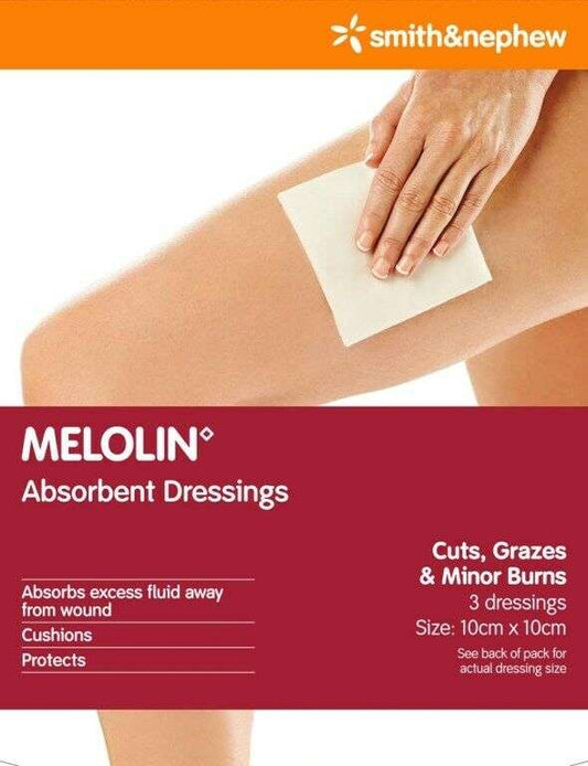 Smith & Nephew Melolin Absorbent Dressings Size 10cm x 10cm 3pk