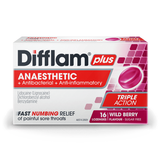 Difflam Plus Sore Throat Wild Berry Lozenges 16 Pack