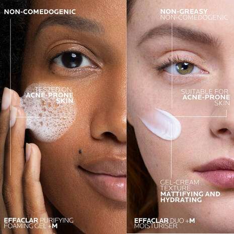 La Roche Posay Perfect Pair for Clear Skin Starter Set, showcasing Effaclar M Cleanser and Duo+M Moisturiser for acne-prone skin.