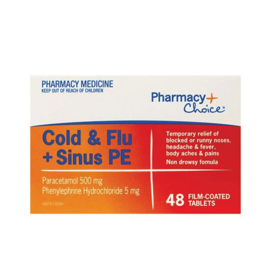 Pharmacy Choice Cold & Flu + Sinus PE Tablets 48 Tablets **EXPIRY 2/26**