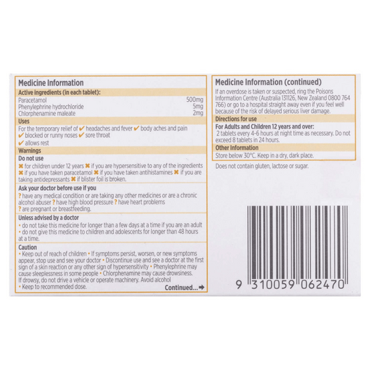 Codral PE Cold & Flu Night 24 Tablets