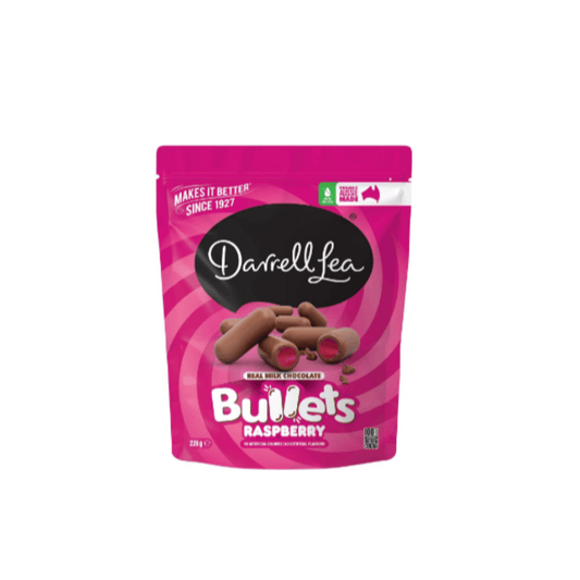 Darrell Lea Milk Chocolate Raspberry Bullets 226g