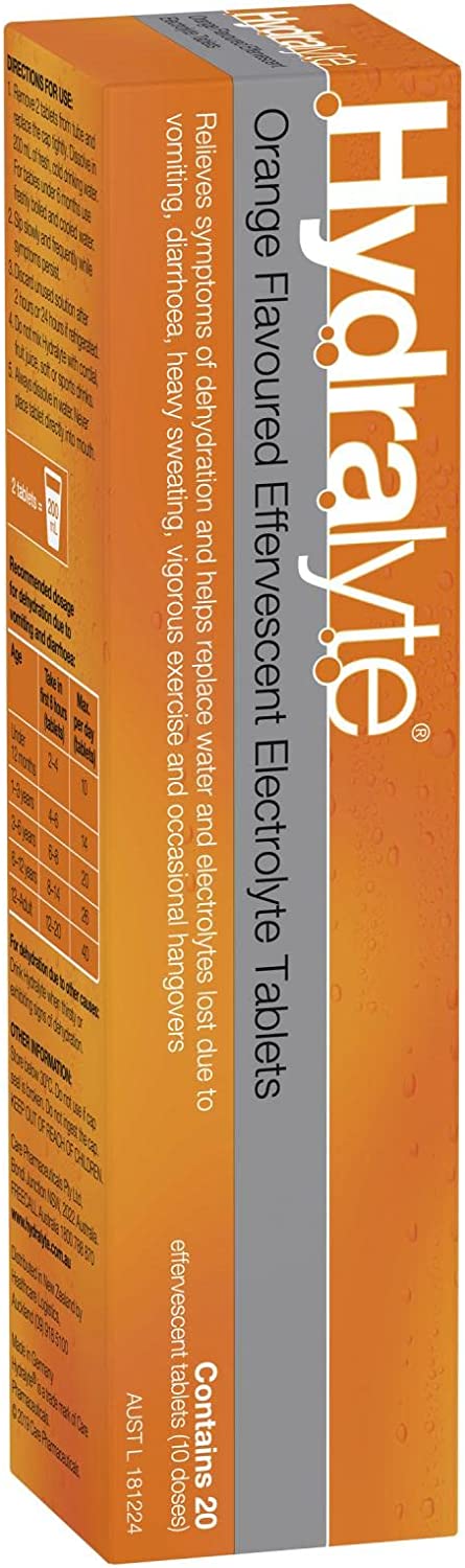 Hydralyte Orange Effervescent Electrolyte 20 Tablets