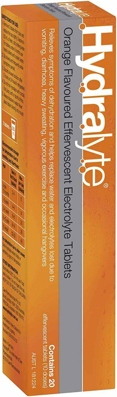 Hydralyte Orange Effervescent Electrolyte 20 Tablets