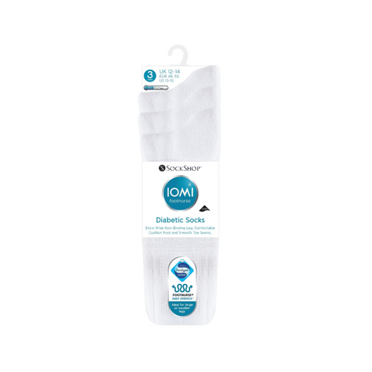 IOMI Diabetic Socks US 13-15 White