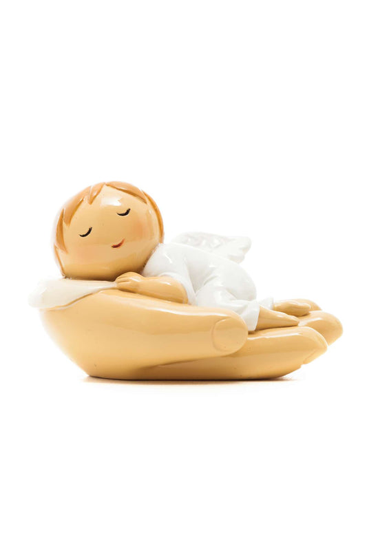 Baby Angel Sleeping On Hand Of god Statue (Little Drops)