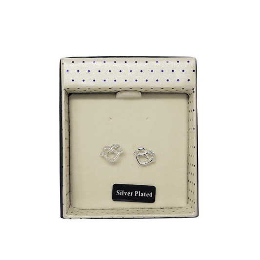 Equilibrium Silver Plated Bow in Heart Stud