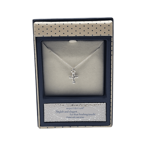 Equilibrium Small Silver Cross Necklace