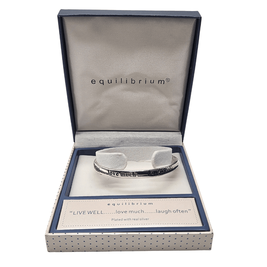 Equilibrium Silver Live Well Love Much Laugh Often Bangle