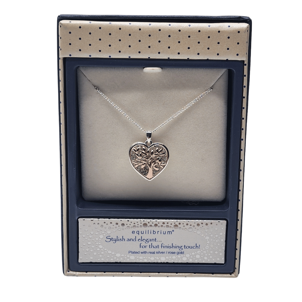 Heart Necklace Equilibrium Jewellery Tree Of Life Silver Plated