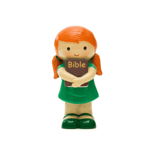 Girl Holding Bible Green Statue (Little Drops)