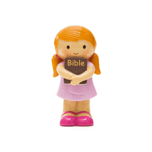 Girl Holding Bible Pink Statue (Little Drops)