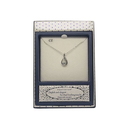 Equilibrium Gold Diamante Charm in Tear Drop Necklace