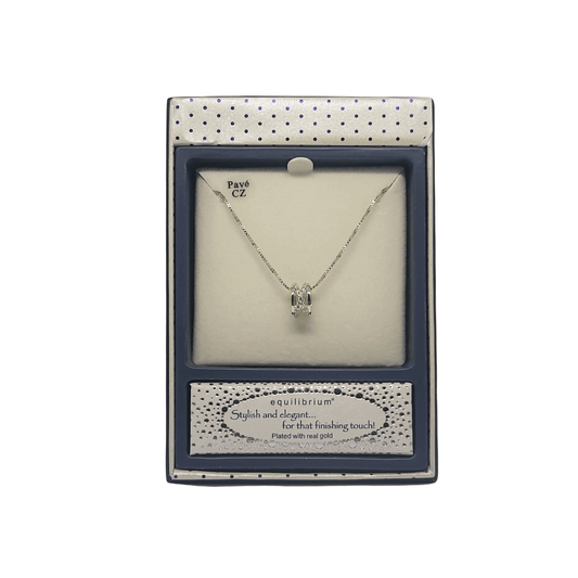 Equilibrium Gold Sliding Barrel Necklace with Infinity Diamante