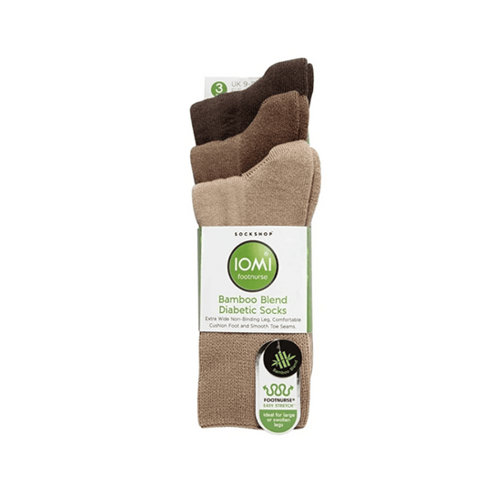 IOMI Bamboo Blend Diabetic Socks Mens US 10-12 Brown