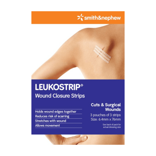 Smith & Nephew Leukostrip Wound Closure Strips Size 6.4mm x 76mm 3pack