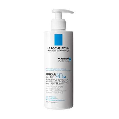 La Roche Posay Lipikar Ap+M Body Balm Cream 400ml, a lipid-replenishing body cream for dry skin.