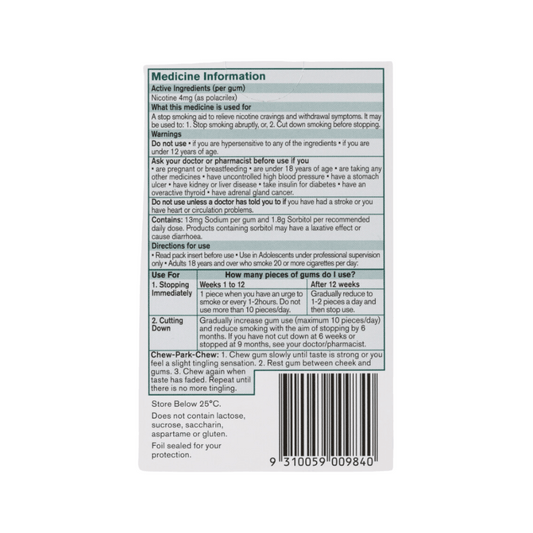 Nicorette Gum Nicotine 4mg Classic 30 Pieces