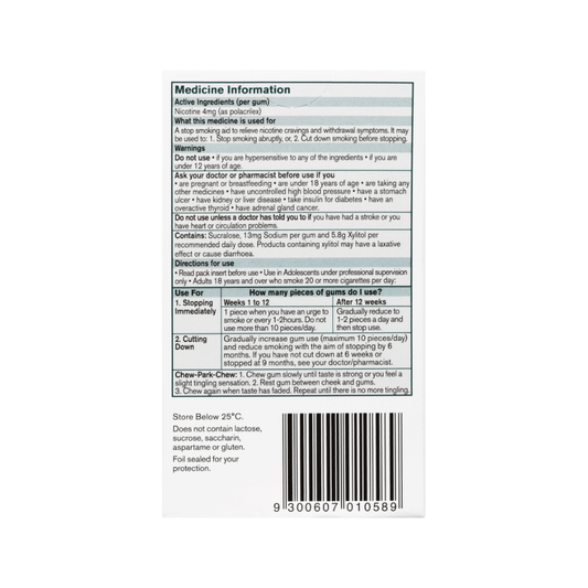 Nicorette Gum Nicotine 4mg Icy Mint 15 Pieces