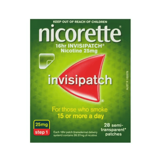 Nicorette Nicotine Patch 16hr Invisipatch Step 1 25mg 28 Patches