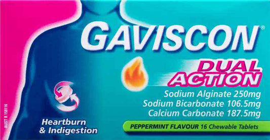 Gaviscon Dual Action Peppermint 16 Chewable Tablets