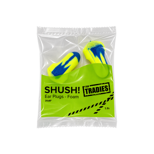 SHUSH Ear Plugs Foam For Tradies 1 pair