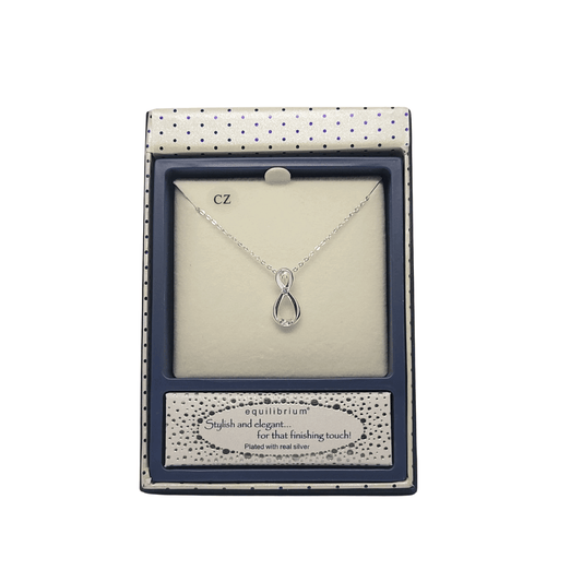 Equilibrium Silver Double Loop with Small Diamante Necklace