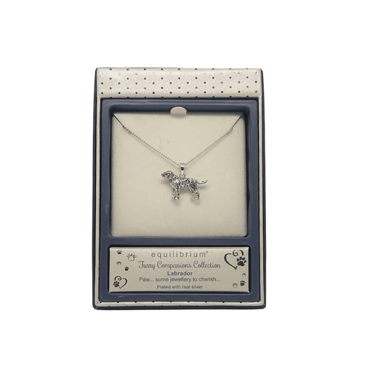 Equilibrium Silver Labrador with Diamante Necklace