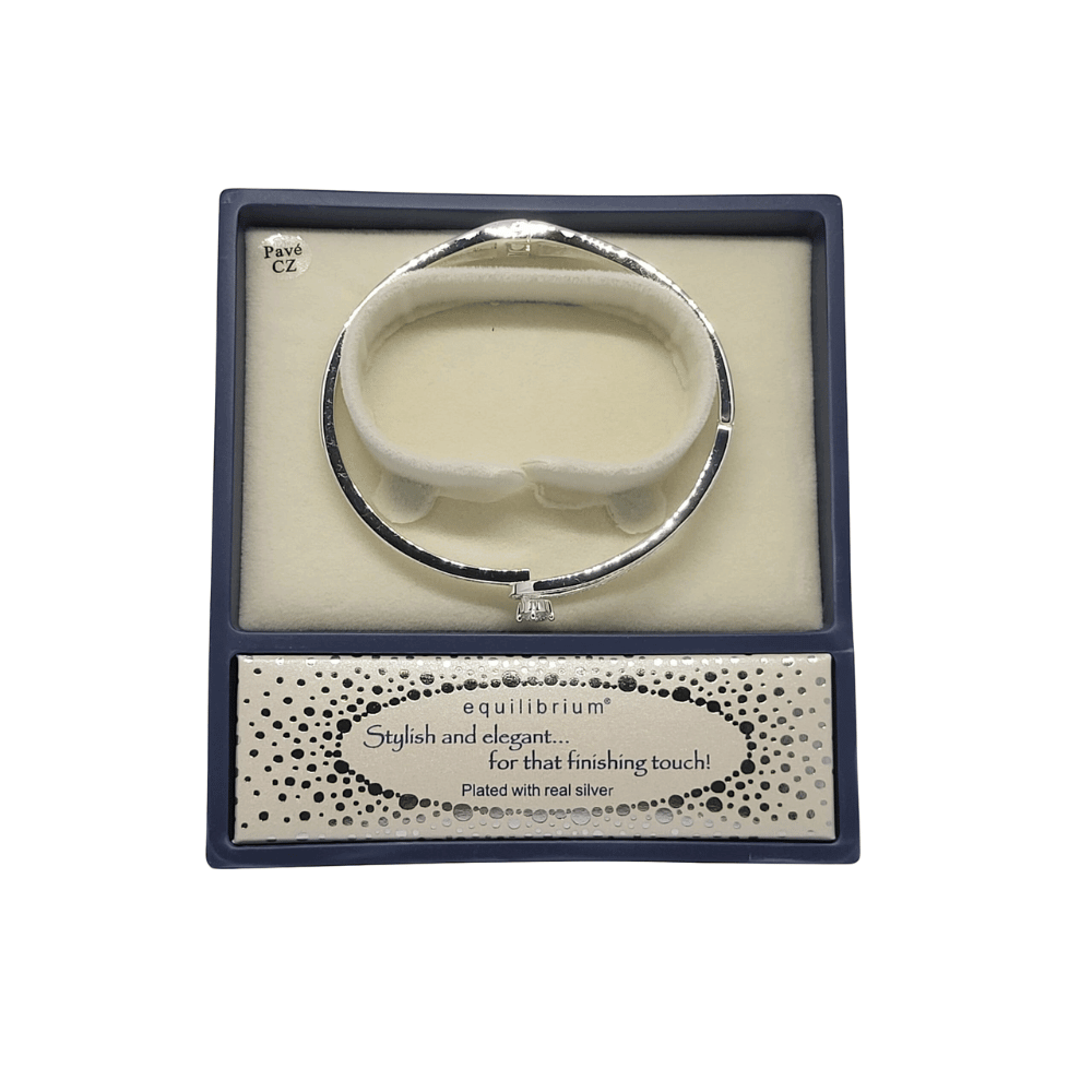 Silver Solitare Diamante Bangle