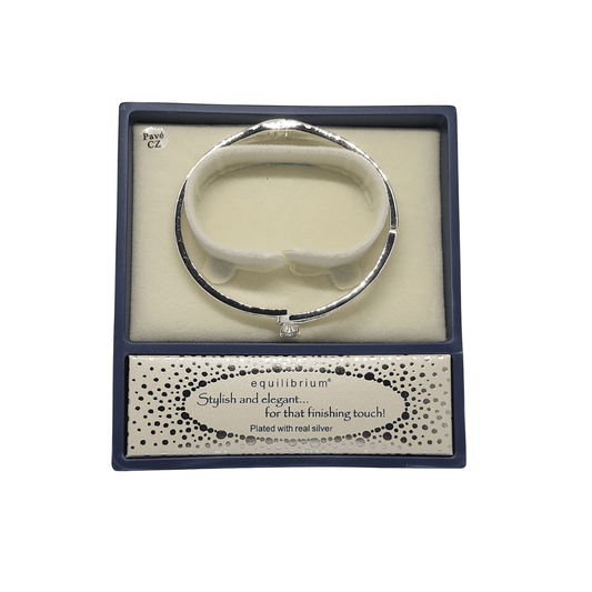 Equilibrium Silver Solitare Diamante Bangle