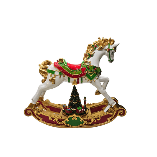 Christmas Rocking Horse With Musical LED Turning Carousel