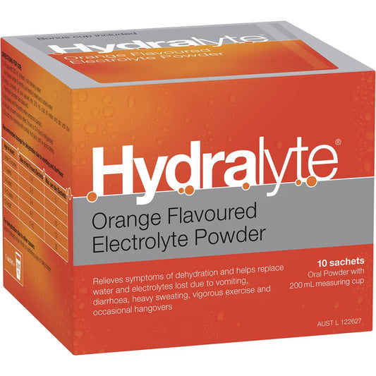 Hydralyte Orange Electrolyte Powder 10 Sachets