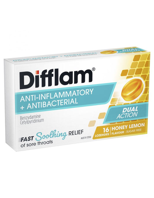 Difflam Sore Throat Honey & Lemon Lozenges 16 Pack