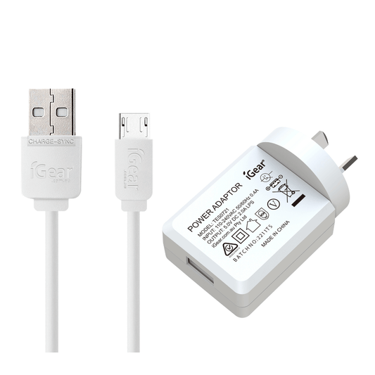 I Gear Charger & Cable Micro USB White