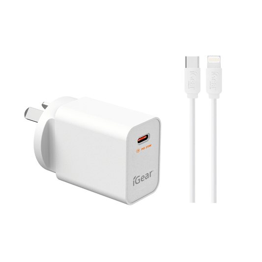 I Gear Power Charger & Cable PD 25W Type C White