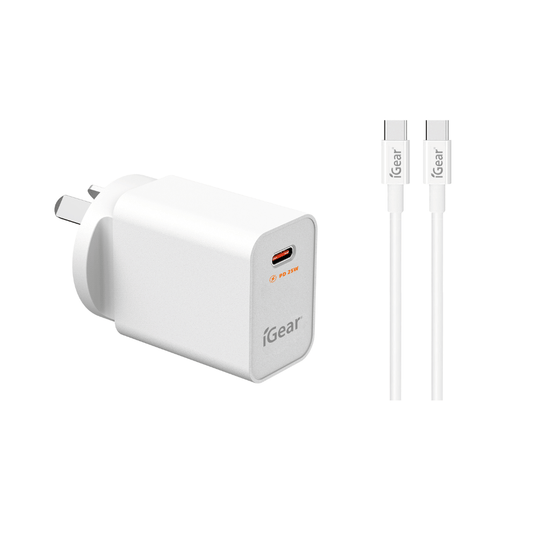 I Gear Power Charger & Cable PD 25W Type C White
