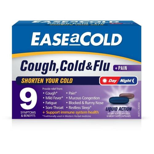 Ease A Cold Cough,Cold & Flu 24 Liquid Capsules
