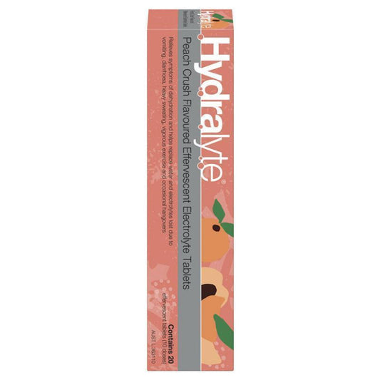 Hydralyte Peach Effervescent Electrolyte 20 Tablets