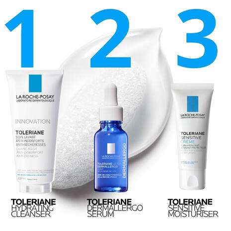 La Roche Posay Toleriane Caring Wash Hydrating Cleanser 200ml, Toleriane Dermallergo Serum, Toleriane Sensitive Moisturiser