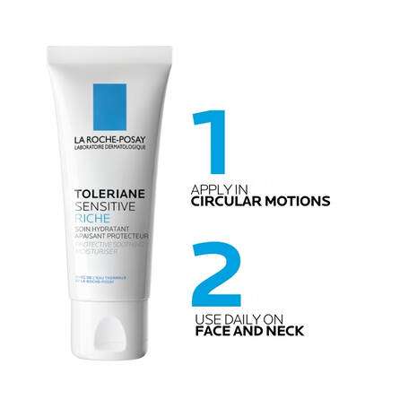 La Roche Posay Toleriane Sensitive Riche Prebiotic Cream 40ml application instructions for face and neck