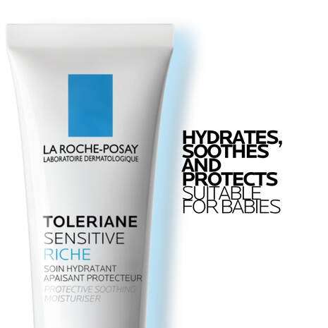 La Roche Posay Toleriane Sensitive Riche Prebiotic Cream 40ml, a soothing moisturiser suitable for babies.