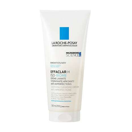 La Roche Posay Effaclar H Iso-Biome Wash 200ml cleanser in a white tube for hydrating skin.